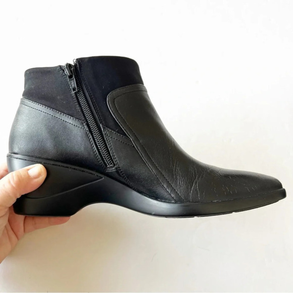 Easy Spirit Pitney Black Leather Ankle Boot Women’s Size 8‎ Smooth Mixed Media - Picture 2 of 10